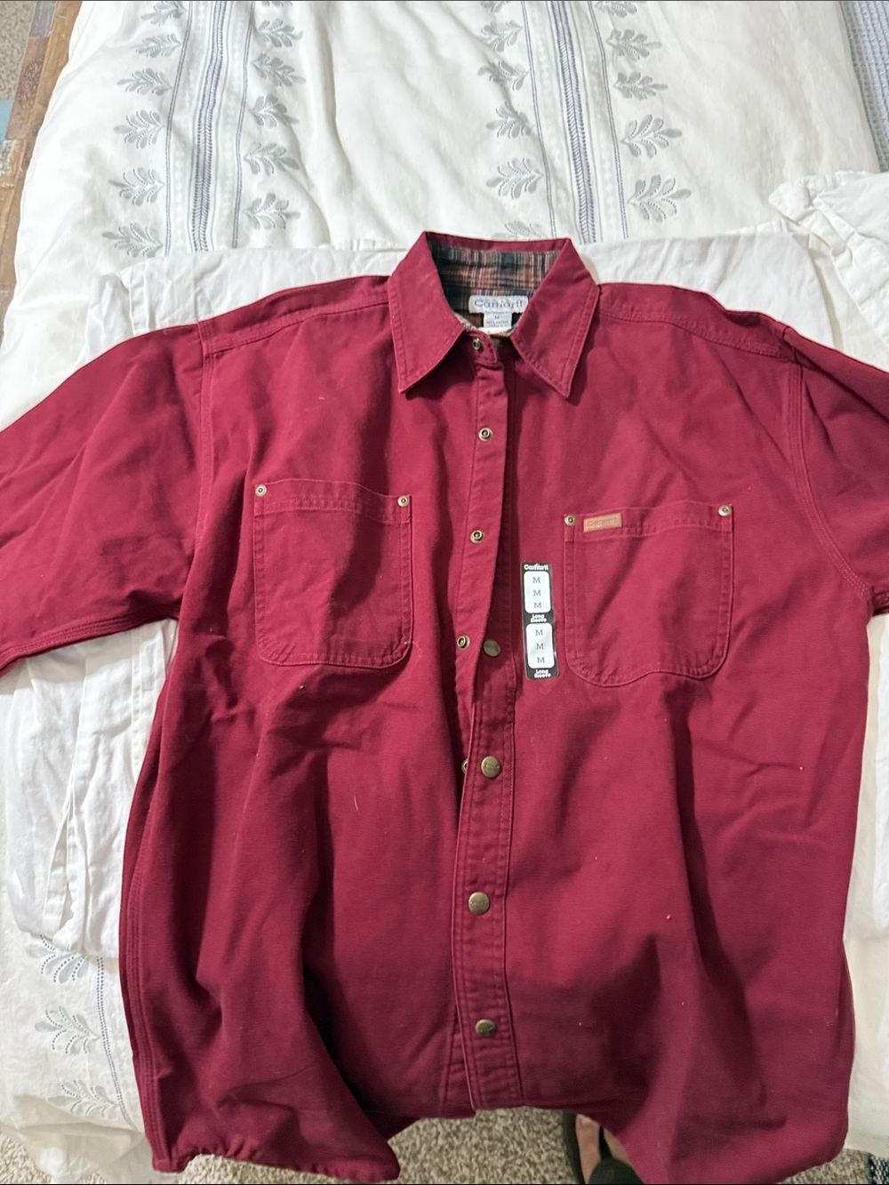 Carhartt Men's Burgundy Button-Front Work Shirt